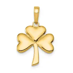 14K Gold 3D Shamrock Charm Irish Religious Pendant Jewerly 25mm x 15mm
