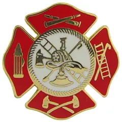 Fire Department Logo Shield Pin Red 1"