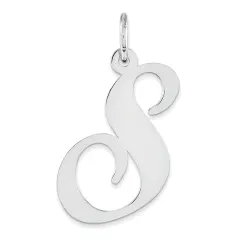 Sterling Silver Large Script Initial Letter S Charm Jewerly 21mm x 17mm