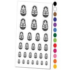 Russian Nesting Doll Matroyshka Babushka Temporary Tattoo Water Resistant Fake Body Art Set Collection Purple