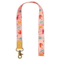 Wrapables Lanyard Keychain and ID Badge Holder Pink Kitty