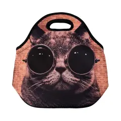 Wrapables Insulated Neoprene Lunch Bag Crazy Cat