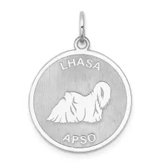 Sterling Silver Lhasa Apso Disc Charm Pendant Jewelry 26mm x 19mm