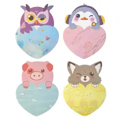 Wrapables Animal Hearts Sticky Notes (Set of 2) Pig, Fox, Owl