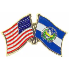 EagleEmblems P09730 PIN-USA/EL Salvador (Cross Flags) (1.125'')