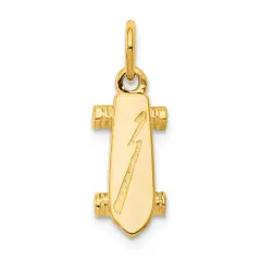 10K Yellow Gold 3D Skateboard Charm Skating Sports Jewerly 20mm x 8mm