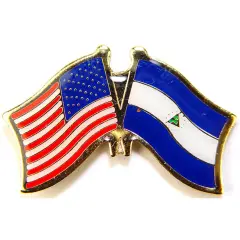 American & Nicaragua Flags Pin 1"