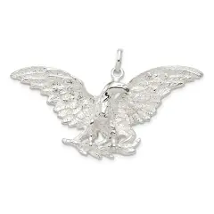 Sterling Silver Eagle Pendant Charm Bird Jewelry 35mm x 49mm