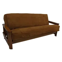 Solid Foam-Backed Microsuede 8 to 9-inch Full Futon Cover - Saddle Brown