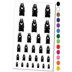 Standing Asian Black Bear White Chested Moon Bear Temporary Tattoo Water Resistant Fake Body Art Set Collection Red
