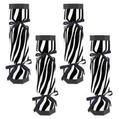Big Dot of Happiness Zebra Print - No Snap Safari Party Table Favors - DIY Cracker Boxes - Set of 12