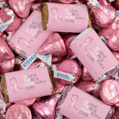 128 Pcs Breast Cancer Awareness Candy Hershey's Miniatures and Kisses by Just Candy (1.58 lbs)
