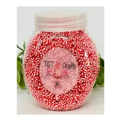 150g 5mm Red/White Peppermint Polymer Clay Sprinkle Mix - Perfect for Fake Bakes, Clay Art, Slime - Festive, Joyful, and Playful