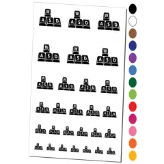 WASD Gamer Keyboard Movement Keys Video Games Temporary Tattoo Water Resistant Fake Body Art Set Collection White