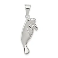 Sterling Silver Manatee Charm Pendant Sea Life Jewelry 31mm x 15mm