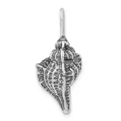 Sterling Silver Antiqued Conch Shell Pendant Charm Jewerly 32mm x 14mm