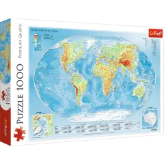 1000 Piece Jigsaw Puzzles, Physical Map of The World, Puzzle of the Earth with Countries, Adult Puzzles, Trefl 10463