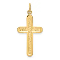 10K Gold Cross Charm Pendant Jewelry 32 x 16mm
