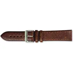 de Beer Brown Leather Watch Band 14mm Gold Color