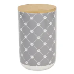 DII Gray Trellis Paw Ceramic Treat Canister