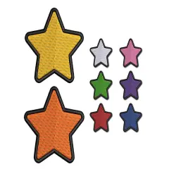 Star Shape Excellent 2 Color Embroidered Iron-On Patch Applique Red/Black