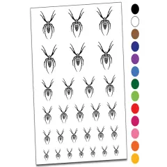 Orb Weaver Spider Arachnid Temporary Tattoo Water Resistant Fake Body Art Set Collection Black