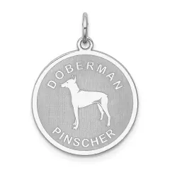 Sterling Silver Doberman Pinscher Disc Charm Pendant Jewerly 26mm x 19mm