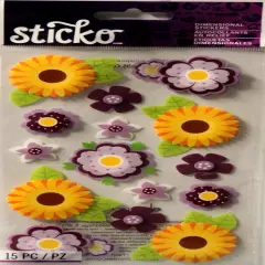 Sticko Layered Vellum Daisies Dimensional Stickers