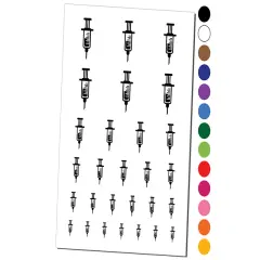 Medical Syringe Temporary Tattoo Water Resistant Fake Body Art Set Collection Brown
