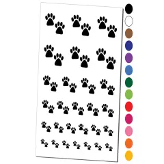 Paw Prints Pair Dog Cat Temporary Tattoo Water Resistant Fake Body Art Set Collection Brown