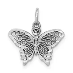 10K White Gold Butterfly Charm Jewelry FindingKing Approx. 18mm Long X 19mm Wide