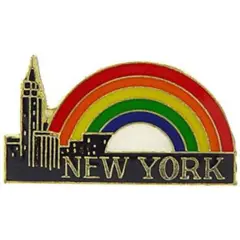 New York City with Rainbow Pin 1"
