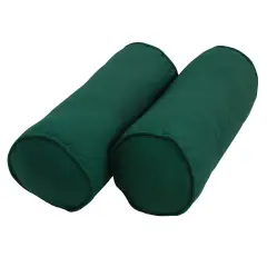 20-inch by 8-inch Double-corded Solid Twill Bolster Pillows with Inserts (Set of 2) - Forest Green