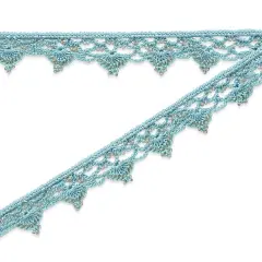 5 Yards of Grace Crochet Beaded Trim -3/4 inch wide x 18 inches Blue