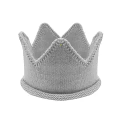 Wrapables Baby Boy & Girl Birthday Party Knitted Crown Headband Beanie Cap Hat Gray