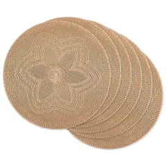 DII Stone Floral Woven Round Placemat Set/6