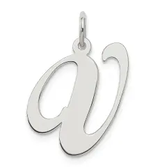 Sterling Silver Large Script Initial Letter V Charm Jewerly 21mm x 17mm