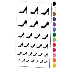 High Heel Pump Shoe Temporary Tattoo Water Resistant Fake Body Art Set Collection White