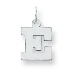 Sterling Silver Small Block Initial Letter E Charm Jewerly 16mm x 10mm