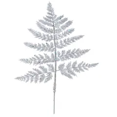 14" Silver GLITTER LEATHER FERN-12 Pieces
