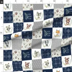Various Fabrics by the Yard or Fat Quarter Woodland Quilt Patchwork Baby Boys Woodland Nursery Navy Blue Gray Forest Bear Badger Custom Printed Fabric by Spoonflower
