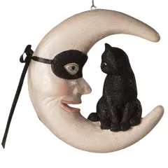 Hallow&rsquo;s Eve Cat on Moon Ornament 4.5"