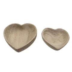 Kingston Living Distressed Finish Heart Shaped Bowls - 10" - Brown - Set of 2