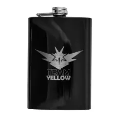 8oz BLACK Team Yellow Flask