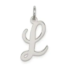 Sterling Silver Medium Script Initial Letter L Charm Jewerly 18mm x 8mm