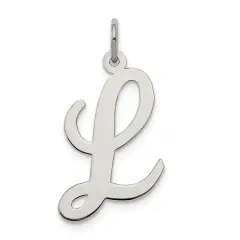 Sterling Silver Large Script Initial Letter L Charm Jewerly 21mm x 11mm