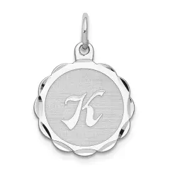 Sterling Silver Brocaded Lower Case Initial K Charm Jewerly 22mm x 16mm