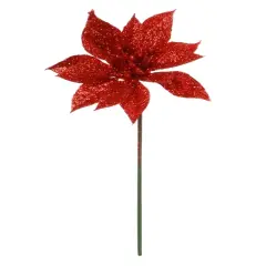 4" Glitter Poinsettia Pick - Set of 12, Festive Holiday Decor, Christmas Wreaths & Arrangements - Perfect for Home, Office - 2024 Christmas Collection, Floral Home by Artificial Flowers