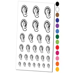 The Human Ear Temporary Tattoo Water Resistant Fake Body Art Set Collection Dark Blue