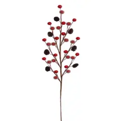 Vibrant Red Berry and Pine Cone Picks 17" - 12-Pack for Christmas Decor, Wreaths, Garlands, Table Centerpieces, and Holiday Crafts - 2024 Christmas Collection, Floral Home by Artificial Flowers